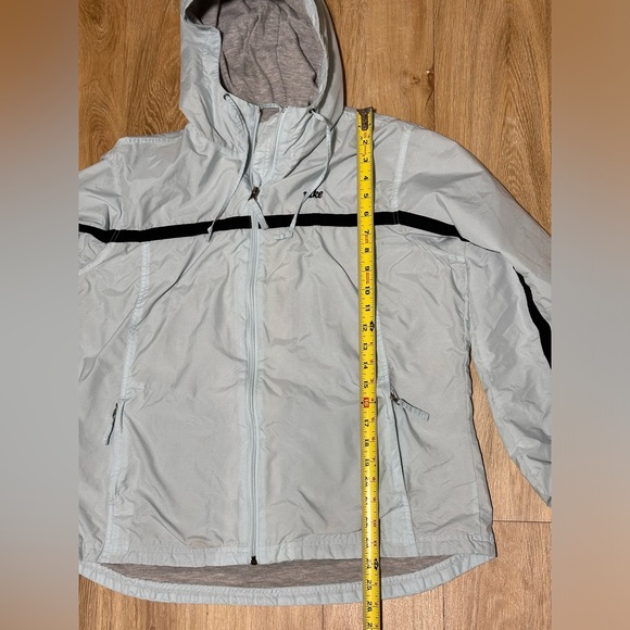 Vintage 90’s Nike Blue black stripe hood zip up windbreaker jacket coat Lined L - Picture 4 of 11